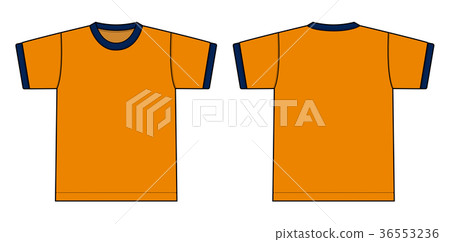 短袖鈴聲T卹圖（橙色x海軍藍） 36553236