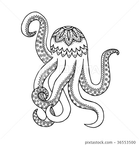 Octopus zen tangle and doodle. Coloring book. Octopus zen tangle and doodle. Coloring book. 36553500