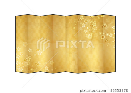 Gold screen style cherry blossom 36553578