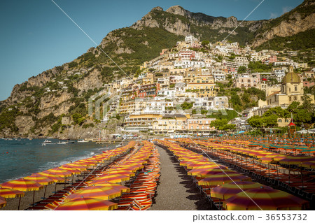 Amalfi Coast - beach in Positano town in Italy 36553732