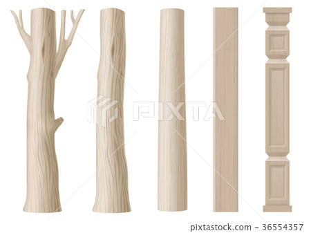 Set of pillars of wood 36554357
