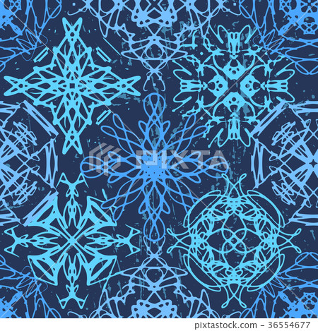 Ink hand drawn snowflakes seamless pattern - Stock Illustration ...