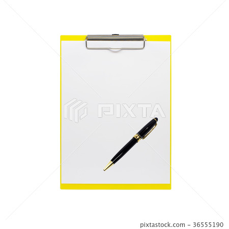 clipboard with a pen isolated on white background clipboard with a pen isolated on white background 36555190