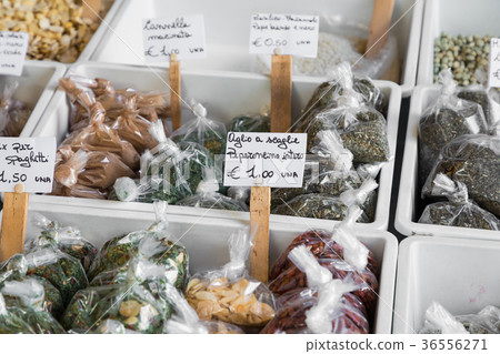 Many different colorful spices, nuts, dried fruits 36556271