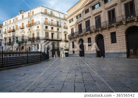 Famous fountain of shame on baroque PiazzaPretoria 36556542
