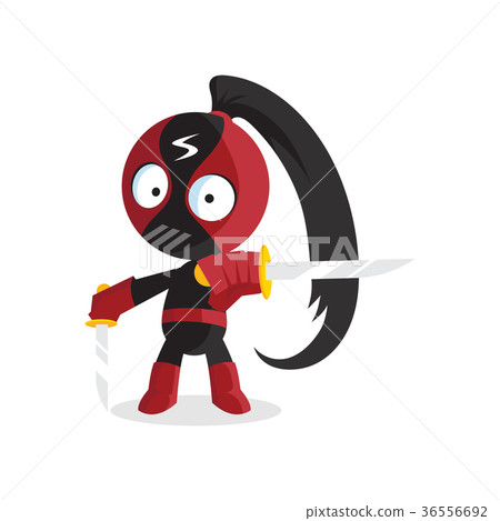 Superhero Ninja boy character with sword jumping Superhero Ninja boy character with sword jumping 36556692