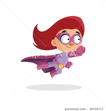 Cute funny superhero girl character in a purple Cute funny superhero girl character in a purple 36556717
