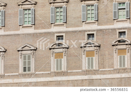 Pope`s window on Saint Peter`s Square in Vatican 36556831