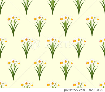 Daffodil - Narcissus Seamless on Beige Background Daffodil - Narcissus Seamless on Beige Background 36556838