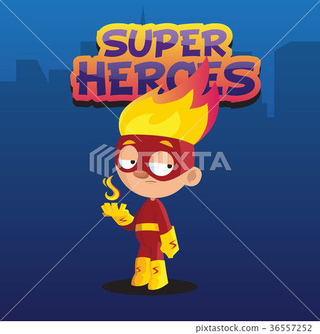 Cute funny boy character in colorful superhero Cute funny boy character in colorful superhero 36557252
