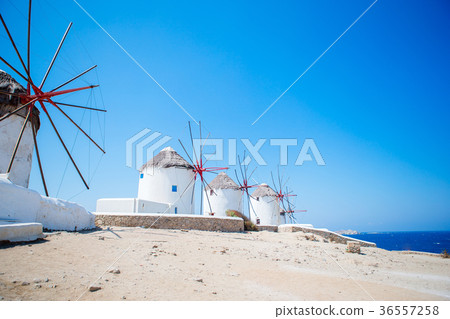 Famous view of traditional greek windmills on Famous view of traditional greek windmills on 36557258