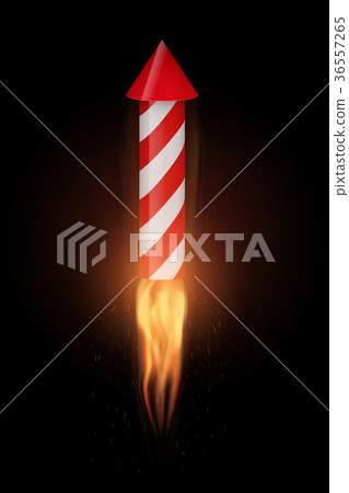 Firework rocket with flame flies up Firework rocket with flame flies up 36557265