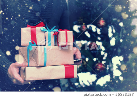 stack of gifts for Christmas holidays 36558187