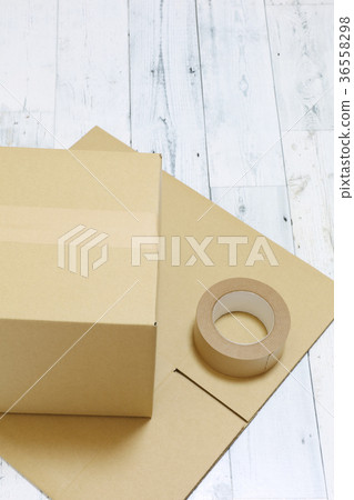 Cardboard box and craft tape Cardboard box and craft tape 36558298
