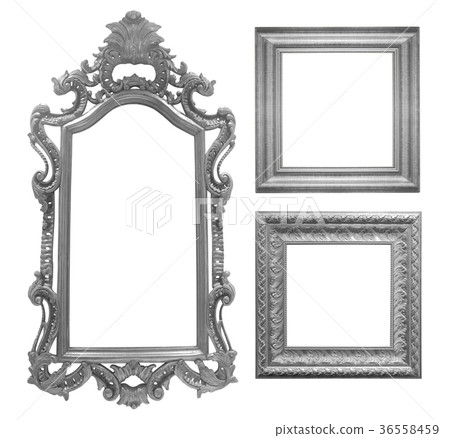 Set of gray vintage frame isolated on white 36558459