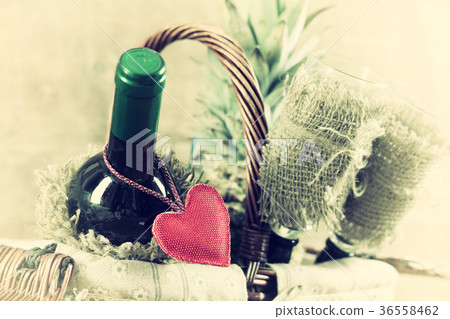 basket with wine Valentine's Day basket with wine Valentine's Day 36558462