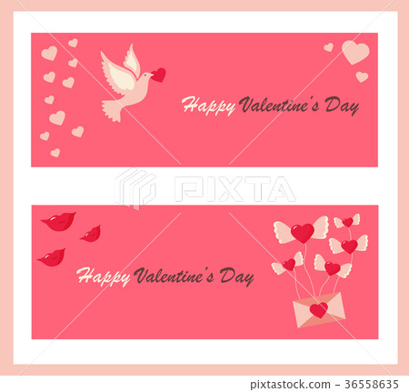 Holiday banners with symbols for Valentine's Day Holiday banners with symbols for Valentine's Day 36558635