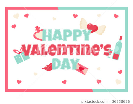 Holiday card with elements for Valentine's Day Holiday card with elements for Valentine's Day 36558636