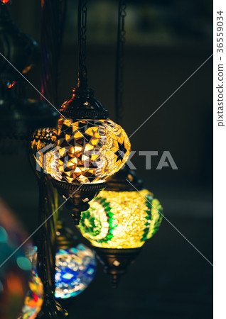 Colorful vintage traditional arabic lamps. Colorful vintage traditional arabic lamps. 36559034