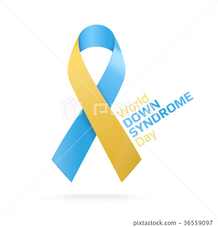 World Down Syndrome Day. Blue and yellow ribbon 36559097
