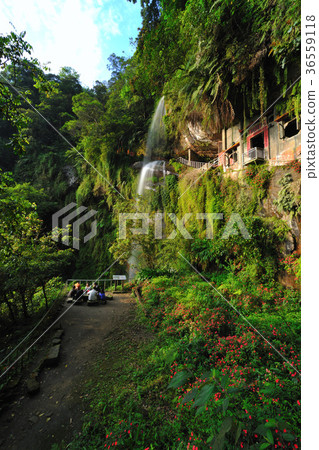 Asia, Taiwan, New Taipei City, Xindian District, Yinhe Cave, Temple, Waterfall, Water, Fresh, Nature, Environment, Tranquility 36559118