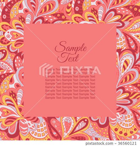 floral doodle ethnic pattern frame  rosy tones 36560121