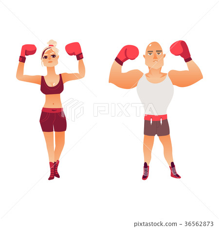 Couple of young Caucasian boxers, man and woman 36562873