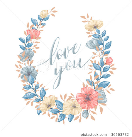 Floral love wreath - Stock Illustration [36563782] - PIXTA