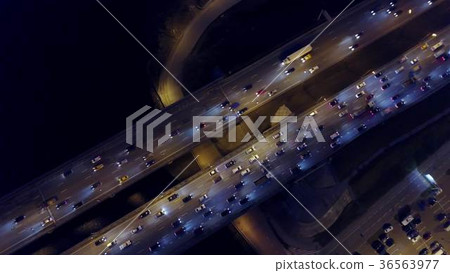Aerial top down view of highway traffic in the 36563977