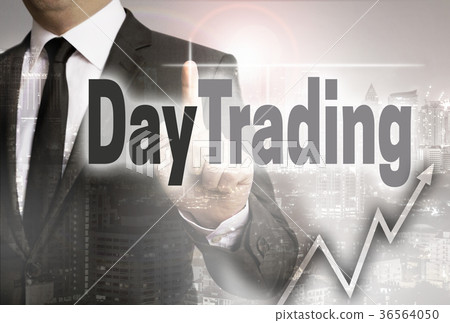 Day trading is shown by businessman concept 36564050