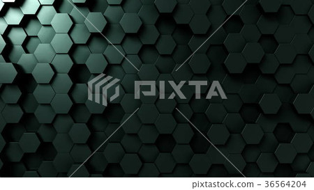 Dark green hexagonal background, 3D rendering - Stock Illustration ...