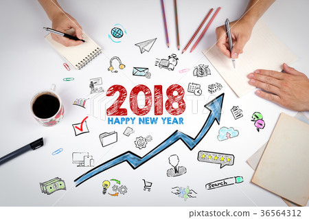 2018 Happy new year. The meeting at the white office table 36564312