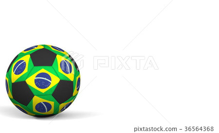 Football ball featuring flags of Brazil. 3D 36564368