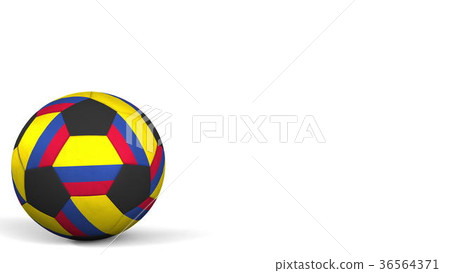 Football ball featuring flags of Colombia. 3D Football ball featuring flags of Colombia. 3D 36564371