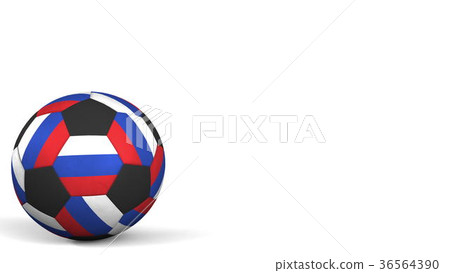 Football ball featuring flags of Russia. 3D 36564390