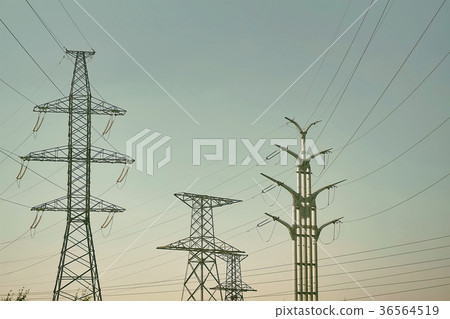 Several High metal towers. Power line with Several High metal towers. Power line with 36564519
