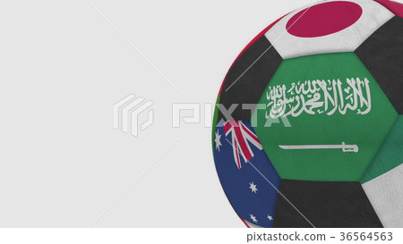 Football ball featuring different national teams 36564563