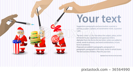 santa clauses with soda, cake and candy 36564990