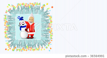santa claus and a snowman in a square 36564991