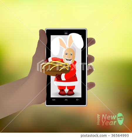 santa claus vector illustration in smart phone santa claus vector illustration in smart phone 36564993