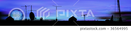 night sky panorama. long horizontal night sky panorama. long horizontal 36564995