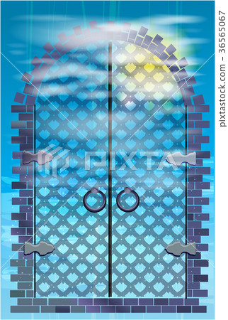the gates of the blue iron grating with the the gates of the blue iron grating with the 36565067