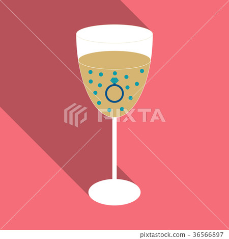 wine glass icon with wedding ring 36566897