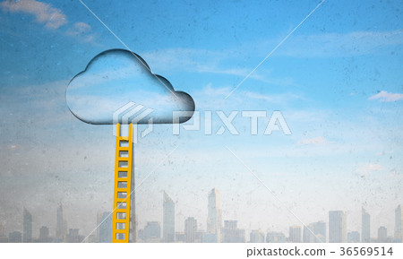 Door in blue sky 36569514