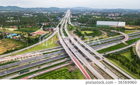 over Road city highway  - Bird eye viwe -Top view 36569960