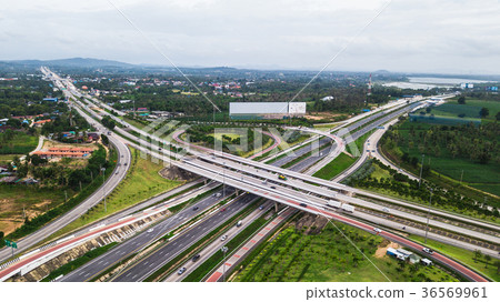 over Road city highway  - Bird eye viwe -Top view 36569961