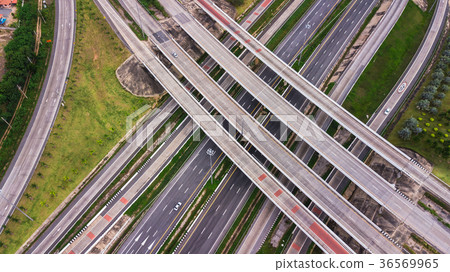 over Road city highway  - Bird eye viwe -Top view 36569965