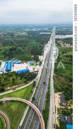 over Road city highway  - Bird eye viwe -Top view 36569966