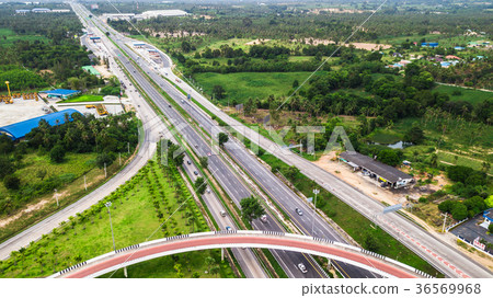 over Road city highway  - Bird eye viwe -Top view 36569968