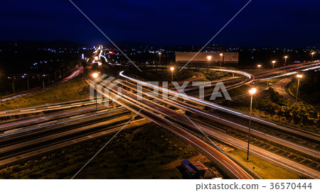 over Road city highway at night - Top vie 36570444